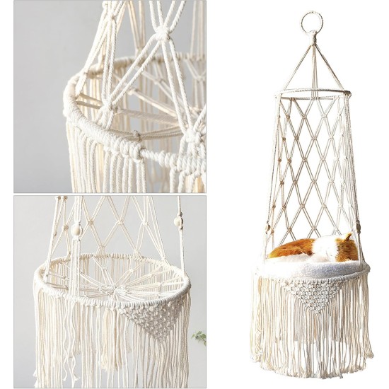 Fringe Hammock, Cat Nest, Simple Handwoven Cat Nest, Hammock, Basket, Pet Hanging Basket, Dog Cat Hanging Basket, Swing Net Bag (W 30 cm) Fringe Hammock, Cat Nest, Simple Handwoven Cat Nest, Hammock, Basket, Pet Hanging Basket, Dog Cat Hanging Basket, Swing Net Bag (W 30 cm)