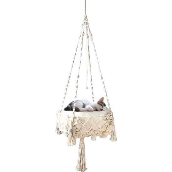 Fringe Hammock, Cat Nest, Simple Handwoven Cat Nest, Hammock, Basket, Pet Hanging Basket, Dog Cat Hanging Basket, Swing Net Bag (W 30 cm) Fringe Hammock, Cat Nest, Simple Handwoven Cat Nest, Hammock, Basket, Pet Hanging Basket, Dog Cat Hanging Basket, Swing Net Bag (W 30 cm)