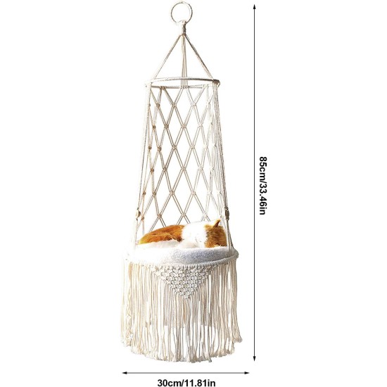 Fringe Hammock, Cat Nest, Simple Handwoven Cat Nest, Hammock, Basket, Pet Hanging Basket, Dog Cat Hanging Basket, Swing Net Bag (W 30 cm) Fringe Hammock, Cat Nest, Simple Handwoven Cat Nest, Hammock, Basket, Pet Hanging Basket, Dog Cat Hanging Basket, Swing Net Bag (W 30 cm)