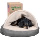 FurHaven 24 Inch Round Small Doughnut Dog Bed Plush Velvet Waves Hooded Calming Cuddler, Washable - Dark Grey, Small FurHaven 24 Inch Round Small Doughnut Dog Bed Plush Velvet Waves Hooded Calming Cuddler, Washable - Dark Grey, Small