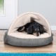 FurHaven 24 Inch Round Small Doughnut Dog Bed Plush Velvet Waves Hooded Calming Cuddler, Washable - Dark Grey, Small FurHaven 24 Inch Round Small Doughnut Dog Bed Plush Velvet Waves Hooded Calming Cuddler, Washable - Dark Grey, Small