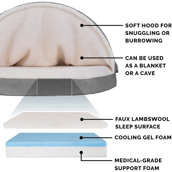 FurHaven 24 Inch Round Small Doughnut Dog Bed Plush Velvet Waves Hooded Calming Cuddler, Washable - Dark Grey, Small FurHaven 24 Inch Round Small Doughnut Dog Bed Plush Velvet Waves Hooded Calming Cuddler, Washable - Dark Grey, Small