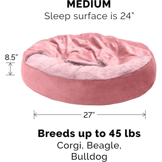 FurHaven 24 Inch Round Small Doughnut Dog Bed Plush Velvet Waves Hooded Calming Cuddler, Washable - Dark Grey, Small FurHaven 24 Inch Round Small Doughnut Dog Bed Plush Velvet Waves Hooded Calming Cuddler, Washable - Dark Grey, Small