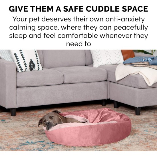 FurHaven 24 Inch Round Small Doughnut Dog Bed Plush Velvet Waves Hooded Calming Cuddler, Washable - Dark Grey, Small FurHaven 24 Inch Round Small Doughnut Dog Bed Plush Velvet Waves Hooded Calming Cuddler, Washable - Dark Grey, Small