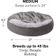 FurHaven 24 Inch Round Small Doughnut Dog Bed Plush Velvet Waves Hooded Calming Cuddler, Washable - Dark Grey, Small FurHaven 24 Inch Round Small Doughnut Dog Bed Plush Velvet Waves Hooded Calming Cuddler, Washable - Dark Grey, Small