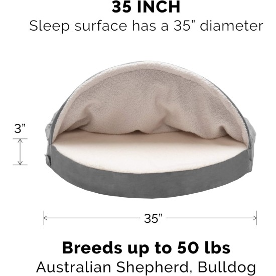 FurHaven 24 Inch Round Small Doughnut Dog Bed Plush Velvet Waves Hooded Calming Cuddler, Washable - Dark Grey, Small FurHaven 24 Inch Round Small Doughnut Dog Bed Plush Velvet Waves Hooded Calming Cuddler, Washable - Dark Grey, Small