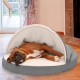 FurHaven 24 Inch Round Small Doughnut Dog Bed Plush Velvet Waves Hooded Calming Cuddler, Washable - Dark Grey, Small FurHaven 24 Inch Round Small Doughnut Dog Bed Plush Velvet Waves Hooded Calming Cuddler, Washable - Dark Grey, Small