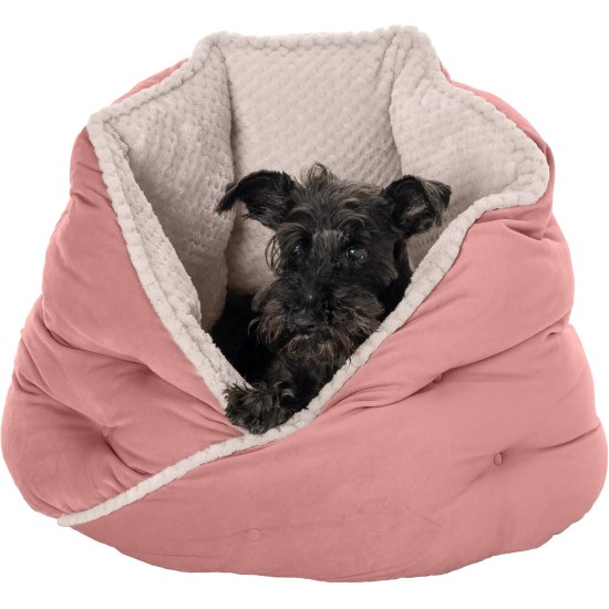 FurHaven 24 Inch Round Small Doughnut Dog Bed Plush Velvet Waves Hooded Calming Cuddler, Washable - Dark Grey, Small FurHaven 24 Inch Round Small Doughnut Dog Bed Plush Velvet Waves Hooded Calming Cuddler, Washable - Dark Grey, Small