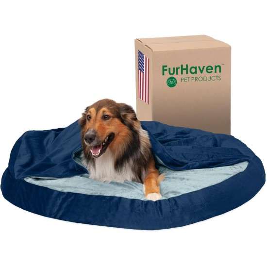 FurHaven 24 Inch Round Small Doughnut Dog Bed Plush Velvet Waves Hooded Calming Cuddler, Washable - Dark Grey, Small FurHaven 24 Inch Round Small Doughnut Dog Bed Plush Velvet Waves Hooded Calming Cuddler, Washable - Dark Grey, Small
