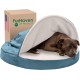 FurHaven 24 Inch Round Small Doughnut Dog Bed Plush Velvet Waves Hooded Calming Cuddler, Washable - Dark Grey, Small FurHaven 24 Inch Round Small Doughnut Dog Bed Plush Velvet Waves Hooded Calming Cuddler, Washable - Dark Grey, Small