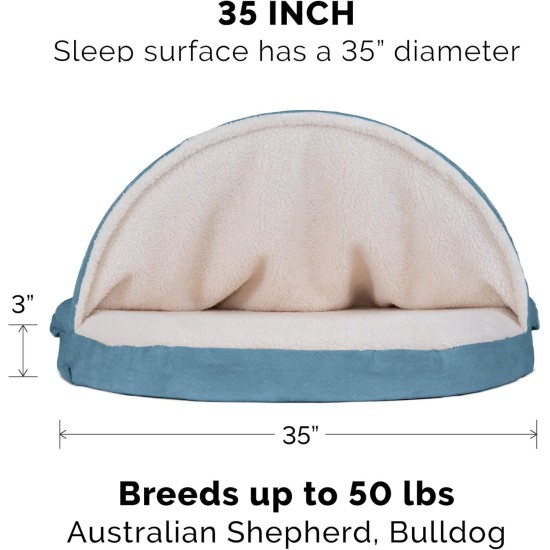 FurHaven 24 Inch Round Small Doughnut Dog Bed Plush Velvet Waves Hooded Calming Cuddler, Washable - Dark Grey, Small FurHaven 24 Inch Round Small Doughnut Dog Bed Plush Velvet Waves Hooded Calming Cuddler, Washable - Dark Grey, Small