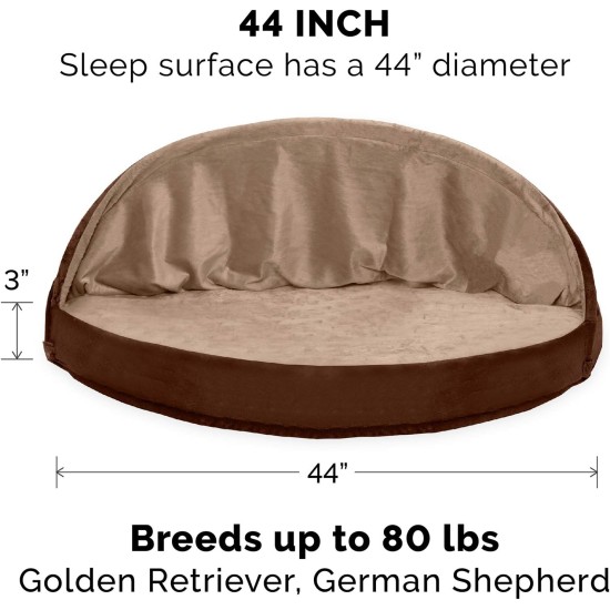FurHaven 24 Inch Round Small Doughnut Dog Bed Plush Velvet Waves Hooded Calming Cuddler, Washable - Dark Grey, Small FurHaven 24 Inch Round Small Doughnut Dog Bed Plush Velvet Waves Hooded Calming Cuddler, Washable - Dark Grey, Small