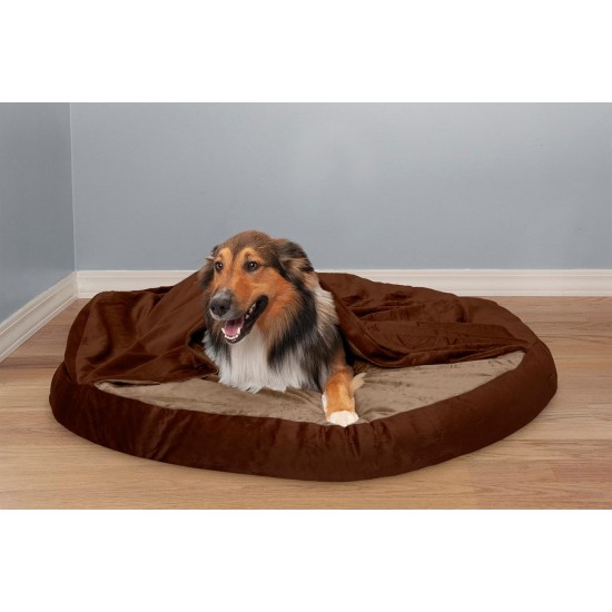 FurHaven 24 Inch Round Small Doughnut Dog Bed Plush Velvet Waves Hooded Calming Cuddler, Washable - Dark Grey, Small FurHaven 24 Inch Round Small Doughnut Dog Bed Plush Velvet Waves Hooded Calming Cuddler, Washable - Dark Grey, Small