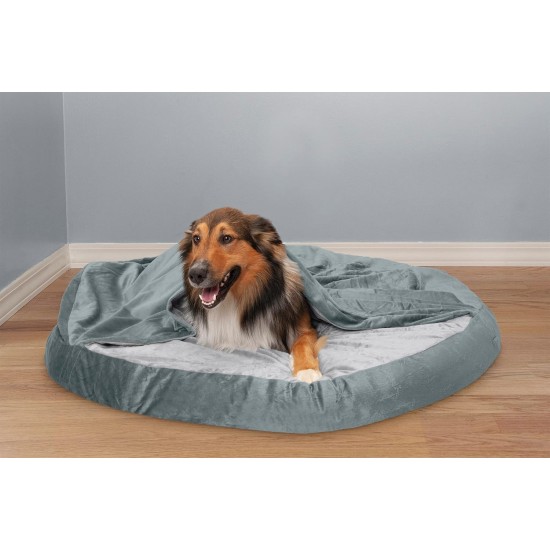 FurHaven 24 Inch Round Small Doughnut Dog Bed Plush Velvet Waves Hooded Calming Cuddler, Washable - Dark Grey, Small FurHaven 24 Inch Round Small Doughnut Dog Bed Plush Velvet Waves Hooded Calming Cuddler, Washable - Dark Grey, Small