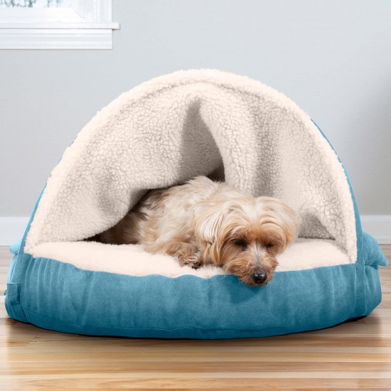 FurHaven 24 Inch Round Small Doughnut Dog Bed Plush Velvet Waves Hooded Calming Cuddler, Washable - Dark Grey, Small FurHaven 24 Inch Round Small Doughnut Dog Bed Plush Velvet Waves Hooded Calming Cuddler, Washable - Dark Grey, Small