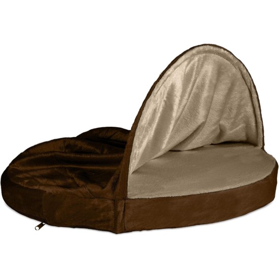 FurHaven 24 Inch Round Small Doughnut Dog Bed Plush Velvet Waves Hooded Calming Cuddler, Washable - Dark Grey, Small FurHaven 24 Inch Round Small Doughnut Dog Bed Plush Velvet Waves Hooded Calming Cuddler, Washable - Dark Grey, Small