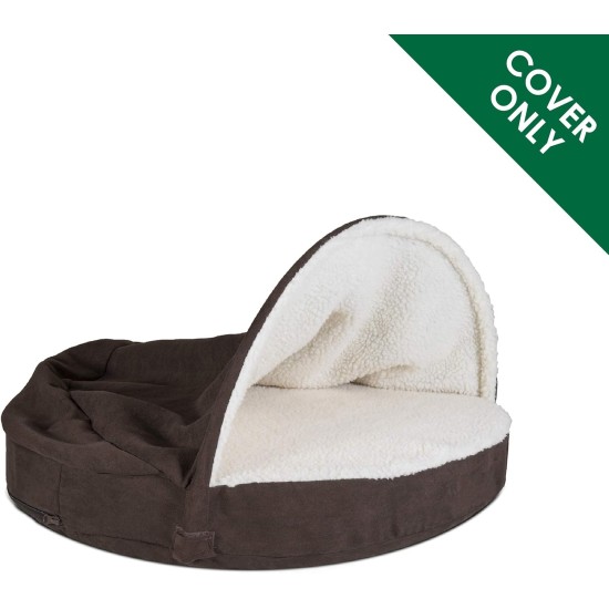 FurHaven 24 Inch Round Small Doughnut Dog Bed Plush Velvet Waves Hooded Calming Cuddler, Washable - Dark Grey, Small FurHaven 24 Inch Round Small Doughnut Dog Bed Plush Velvet Waves Hooded Calming Cuddler, Washable - Dark Grey, Small