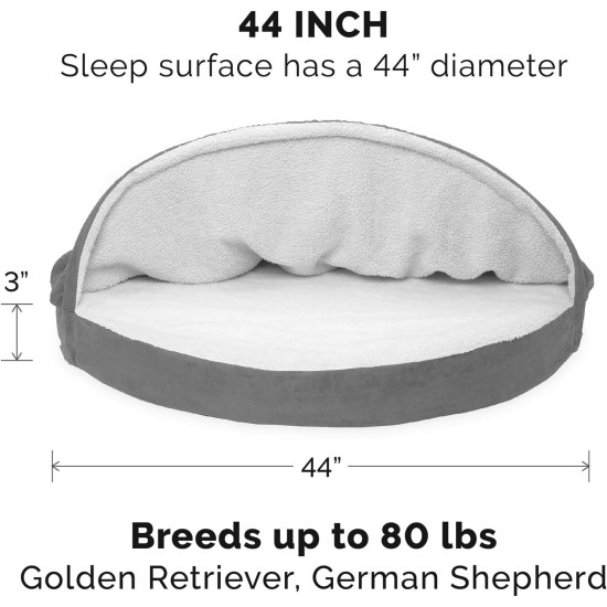 FurHaven 24 Inch Round Small Doughnut Dog Bed Plush Velvet Waves Hooded Calming Cuddler, Washable - Dark Grey, Small FurHaven 24 Inch Round Small Doughnut Dog Bed Plush Velvet Waves Hooded Calming Cuddler, Washable - Dark Grey, Small