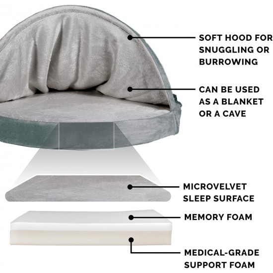 FurHaven 24 Inch Round Small Doughnut Dog Bed Plush Velvet Waves Hooded Calming Cuddler, Washable - Dark Grey, Small FurHaven 24 Inch Round Small Doughnut Dog Bed Plush Velvet Waves Hooded Calming Cuddler, Washable - Dark Grey, Small