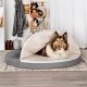 FurHaven 24 Inch Round Small Doughnut Dog Bed Plush Velvet Waves Hooded Calming Cuddler, Washable - Dark Grey, Small FurHaven 24 Inch Round Small Doughnut Dog Bed Plush Velvet Waves Hooded Calming Cuddler, Washable - Dark Grey, Small