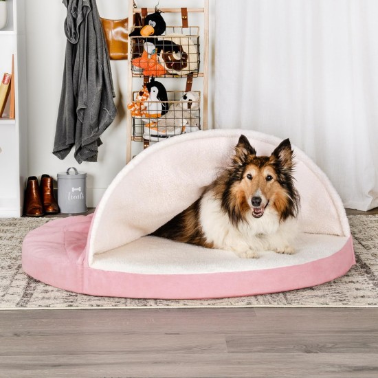 FurHaven 24 Inch Round Small Doughnut Dog Bed Plush Velvet Waves Hooded Calming Cuddler, Washable - Dark Grey, Small FurHaven 24 Inch Round Small Doughnut Dog Bed Plush Velvet Waves Hooded Calming Cuddler, Washable - Dark Grey, Small