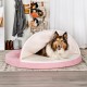 FurHaven 24 Inch Round Small Doughnut Dog Bed Plush Velvet Waves Hooded Calming Cuddler, Washable - Dark Grey, Small FurHaven 24 Inch Round Small Doughnut Dog Bed Plush Velvet Waves Hooded Calming Cuddler, Washable - Dark Grey, Small