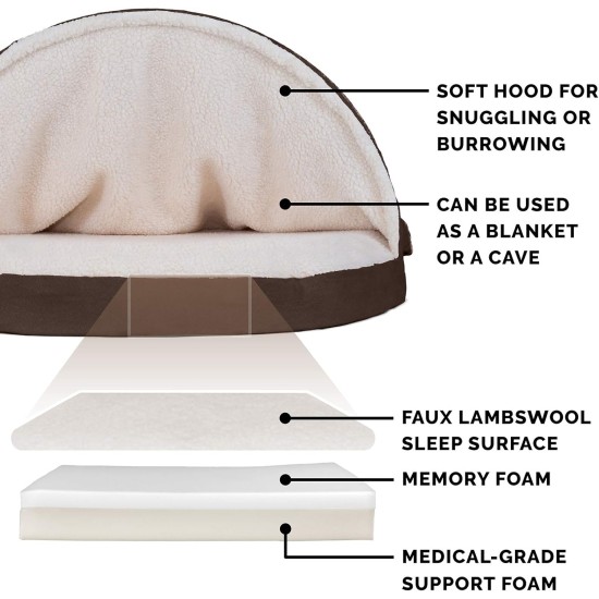 FurHaven 24 Inch Round Small Doughnut Dog Bed Plush Velvet Waves Hooded Calming Cuddler, Washable - Dark Grey, Small FurHaven 24 Inch Round Small Doughnut Dog Bed Plush Velvet Waves Hooded Calming Cuddler, Washable - Dark Grey, Small