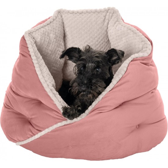 FurHaven 24 Inch Round Small Doughnut Dog Bed Plush Velvet Waves Hooded Calming Cuddler, Washable - Dark Grey, Small FurHaven 24 Inch Round Small Doughnut Dog Bed Plush Velvet Waves Hooded Calming Cuddler, Washable - Dark Grey, Small