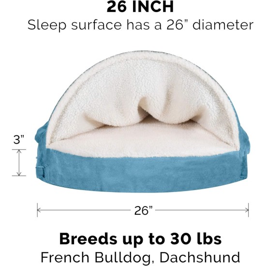 FurHaven 24 Inch Round Small Doughnut Dog Bed Plush Velvet Waves Hooded Calming Cuddler, Washable - Dark Grey, Small FurHaven 24 Inch Round Small Doughnut Dog Bed Plush Velvet Waves Hooded Calming Cuddler, Washable - Dark Grey, Small