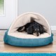 FurHaven 24 Inch Round Small Doughnut Dog Bed Plush Velvet Waves Hooded Calming Cuddler, Washable - Dark Grey, Small FurHaven 24 Inch Round Small Doughnut Dog Bed Plush Velvet Waves Hooded Calming Cuddler, Washable - Dark Grey, Small