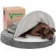 FurHaven 24 Inch Round Small Doughnut Dog Bed Plush Velvet Waves Hooded Calming Cuddler, Washable - Dark Grey, Small FurHaven 24 Inch Round Small Doughnut Dog Bed Plush Velvet Waves Hooded Calming Cuddler, Washable - Dark Grey, Small