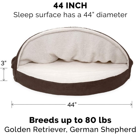 FurHaven 24 Inch Round Small Doughnut Dog Bed Plush Velvet Waves Hooded Calming Cuddler, Washable - Dark Grey, Small FurHaven 24 Inch Round Small Doughnut Dog Bed Plush Velvet Waves Hooded Calming Cuddler, Washable - Dark Grey, Small