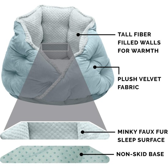 FurHaven 24 Inch Round Small Doughnut Dog Bed Plush Velvet Waves Hooded Calming Cuddler, Washable - Dark Grey, Small FurHaven 24 Inch Round Small Doughnut Dog Bed Plush Velvet Waves Hooded Calming Cuddler, Washable - Dark Grey, Small