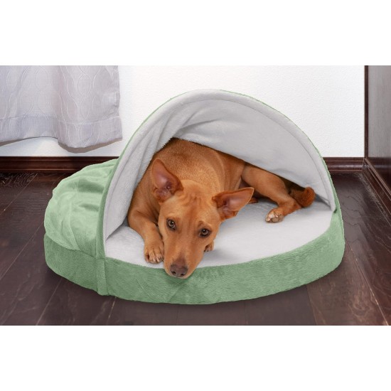 FurHaven 24 Inch Round Small Doughnut Dog Bed Plush Velvet Waves Hooded Calming Cuddler, Washable - Dark Grey, Small FurHaven 24 Inch Round Small Doughnut Dog Bed Plush Velvet Waves Hooded Calming Cuddler, Washable - Dark Grey, Small