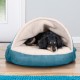 FurHaven 24 Inch Round Small Doughnut Dog Bed Plush Velvet Waves Hooded Calming Cuddler, Washable - Dark Grey, Small FurHaven 24 Inch Round Small Doughnut Dog Bed Plush Velvet Waves Hooded Calming Cuddler, Washable - Dark Grey, Small