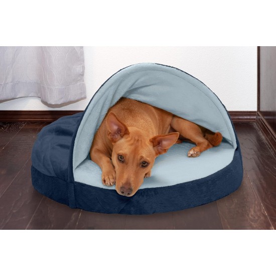 FurHaven 24 Inch Round Small Doughnut Dog Bed Plush Velvet Waves Hooded Calming Cuddler, Washable - Dark Grey, Small FurHaven 24 Inch Round Small Doughnut Dog Bed Plush Velvet Waves Hooded Calming Cuddler, Washable - Dark Grey, Small