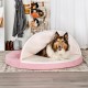 FurHaven 24 Inch Round Small Doughnut Dog Bed Plush Velvet Waves Hooded Calming Cuddler, Washable - Dark Grey, Small FurHaven 24 Inch Round Small Doughnut Dog Bed Plush Velvet Waves Hooded Calming Cuddler, Washable - Dark Grey, Small
