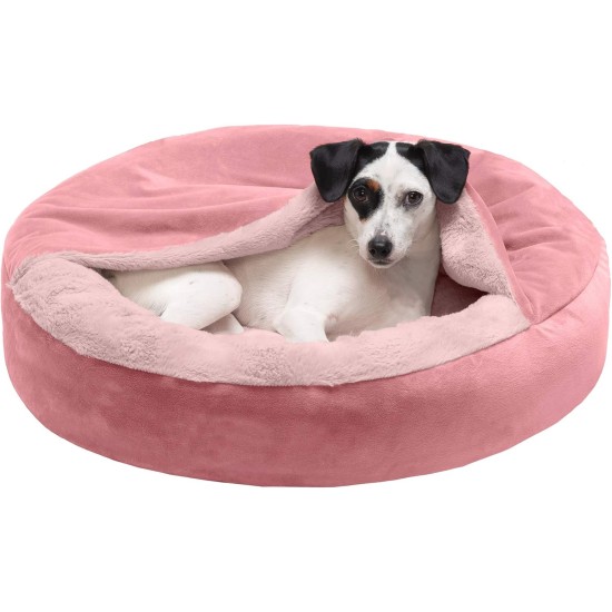 FurHaven 24 Inch Round Small Doughnut Dog Bed Plush Velvet Waves Hooded Calming Cuddler, Washable - Dark Grey, Small FurHaven 24 Inch Round Small Doughnut Dog Bed Plush Velvet Waves Hooded Calming Cuddler, Washable - Dark Grey, Small