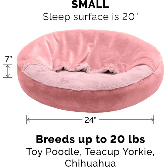 FurHaven 24 Inch Round Small Doughnut Dog Bed Plush Velvet Waves Hooded Calming Cuddler, Washable - Dark Grey, Small FurHaven 24 Inch Round Small Doughnut Dog Bed Plush Velvet Waves Hooded Calming Cuddler, Washable - Dark Grey, Small