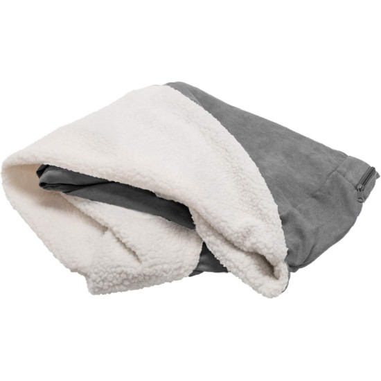 FurHaven 24 Inch Round Small Doughnut Dog Bed Plush Velvet Waves Hooded Calming Cuddler, Washable - Dark Grey, Small FurHaven 24 Inch Round Small Doughnut Dog Bed Plush Velvet Waves Hooded Calming Cuddler, Washable - Dark Grey, Small
