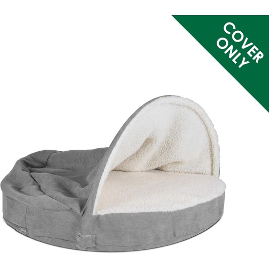 FurHaven 24 Inch Round Small Doughnut Dog Bed Plush Velvet Waves Hooded Calming Cuddler, Washable - Dark Grey, Small FurHaven 24 Inch Round Small Doughnut Dog Bed Plush Velvet Waves Hooded Calming Cuddler, Washable - Dark Grey, Small