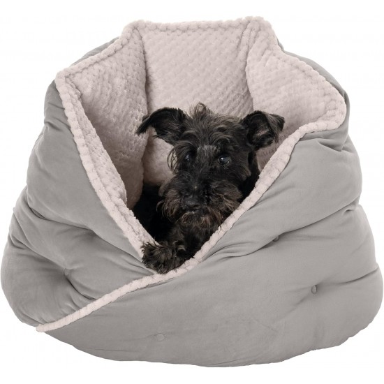 FurHaven 24 Inch Round Small Doughnut Dog Bed Plush Velvet Waves Hooded Calming Cuddler, Washable - Dark Grey, Small FurHaven 24 Inch Round Small Doughnut Dog Bed Plush Velvet Waves Hooded Calming Cuddler, Washable - Dark Grey, Small