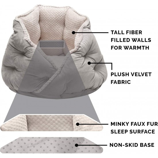 FurHaven 24 Inch Round Small Doughnut Dog Bed Plush Velvet Waves Hooded Calming Cuddler, Washable - Dark Grey, Small FurHaven 24 Inch Round Small Doughnut Dog Bed Plush Velvet Waves Hooded Calming Cuddler, Washable - Dark Grey, Small
