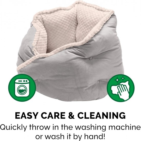 FurHaven 24 Inch Round Small Doughnut Dog Bed Plush Velvet Waves Hooded Calming Cuddler, Washable - Dark Grey, Small FurHaven 24 Inch Round Small Doughnut Dog Bed Plush Velvet Waves Hooded Calming Cuddler, Washable - Dark Grey, Small