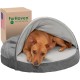 FurHaven 24 Inch Round Small Doughnut Dog Bed Plush Velvet Waves Hooded Calming Cuddler, Washable - Dark Grey, Small FurHaven 24 Inch Round Small Doughnut Dog Bed Plush Velvet Waves Hooded Calming Cuddler, Washable - Dark Grey, Small