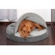 FurHaven 24 Inch Round Small Doughnut Dog Bed Plush Velvet Waves Hooded Calming Cuddler, Washable - Dark Grey, Small FurHaven 24 Inch Round Small Doughnut Dog Bed Plush Velvet Waves Hooded Calming Cuddler, Washable - Dark Grey, Small