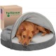 FurHaven 24 Inch Round Small Doughnut Dog Bed Plush Velvet Waves Hooded Calming Cuddler, Washable - Dark Grey, Small FurHaven 24 Inch Round Small Doughnut Dog Bed Plush Velvet Waves Hooded Calming Cuddler, Washable - Dark Grey, Small