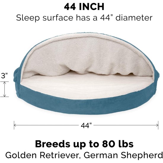 FurHaven 24 Inch Round Small Doughnut Dog Bed Plush Velvet Waves Hooded Calming Cuddler, Washable - Dark Grey, Small FurHaven 24 Inch Round Small Doughnut Dog Bed Plush Velvet Waves Hooded Calming Cuddler, Washable - Dark Grey, Small