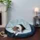 FurHaven 24 Inch Round Small Doughnut Dog Bed Plush Velvet Waves Hooded Calming Cuddler, Washable - Dark Grey, Small FurHaven 24 Inch Round Small Doughnut Dog Bed Plush Velvet Waves Hooded Calming Cuddler, Washable - Dark Grey, Small