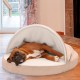 FurHaven 24 Inch Round Small Doughnut Dog Bed Plush Velvet Waves Hooded Calming Cuddler, Washable - Dark Grey, Small FurHaven 24 Inch Round Small Doughnut Dog Bed Plush Velvet Waves Hooded Calming Cuddler, Washable - Dark Grey, Small